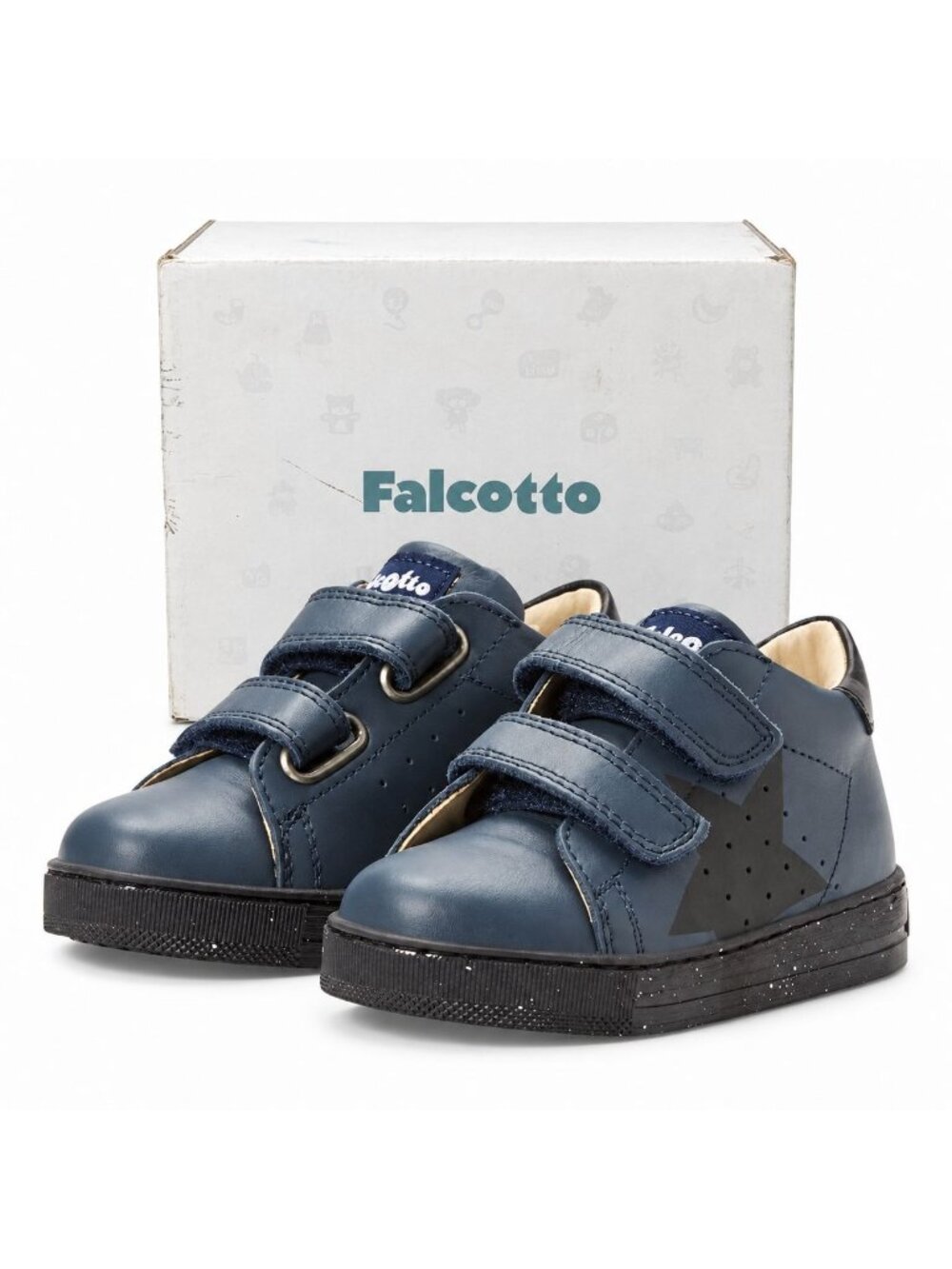 Toddler Boys Navy Leather Star Sneakers EU 25 US 8 Naturino Falcotto Venus VL